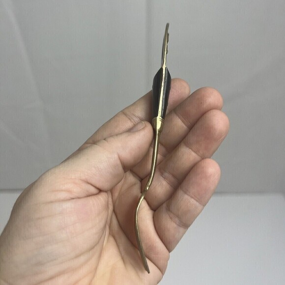 Vintage Siam Flatware Asian Thai Brass And Teakwood  HANDLE- Small Fork Cheese - Picture 5 of 10